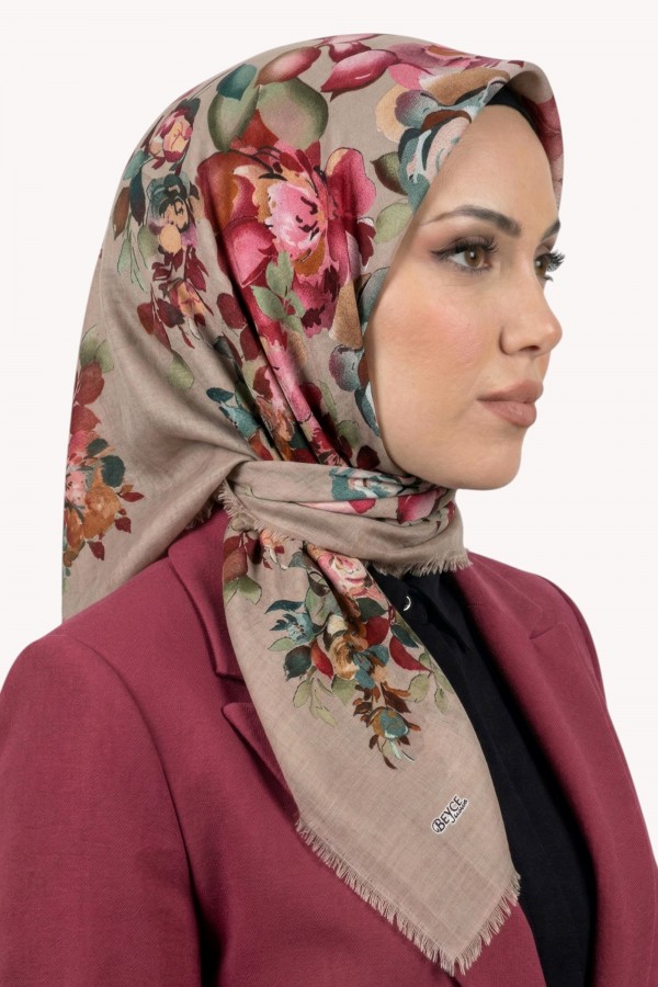 Desenli Flamlı Eşarp 6504-15