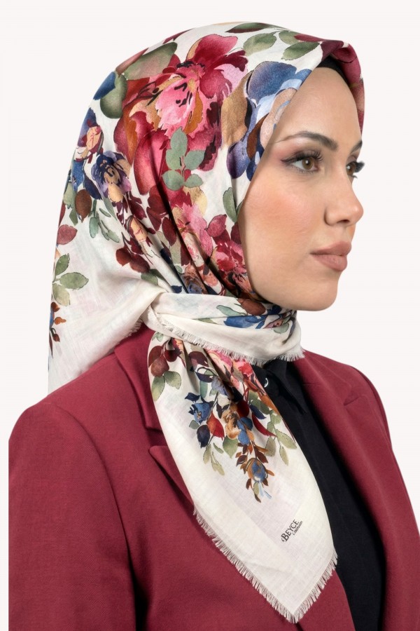 Desenli Flamlı Eşarp 6504-14