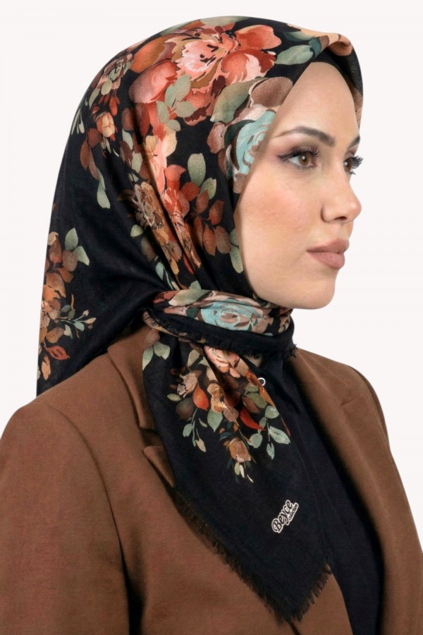 Desenli Flamlı Eşarp 6504-13