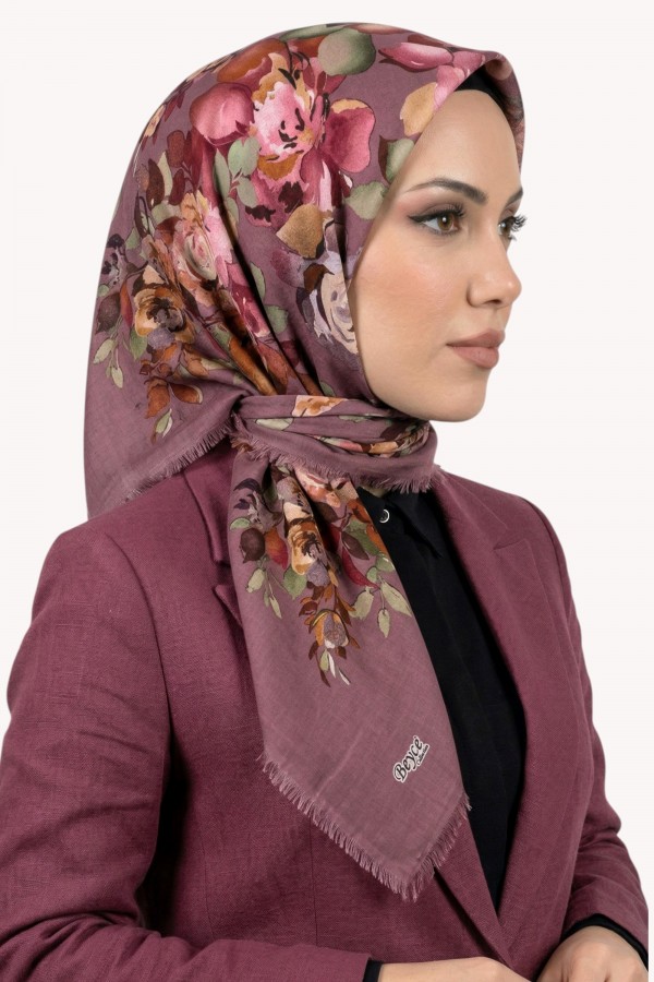 Desenli Flamlı Eşarp  6504-10