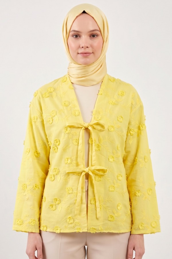 Önden Bağlamalı İthal Nakışlı Kimono 20103-3
