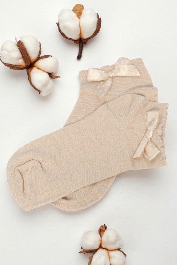 XGRİ POLO Fiyonklu Bayan Patik Çorap (36-40) 9021-2