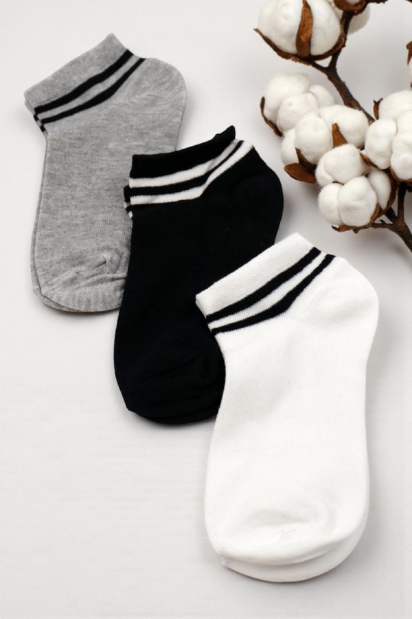 XGRİ POLO 3 Lü Bayan Patik Çorap (36-40) 9023-1
