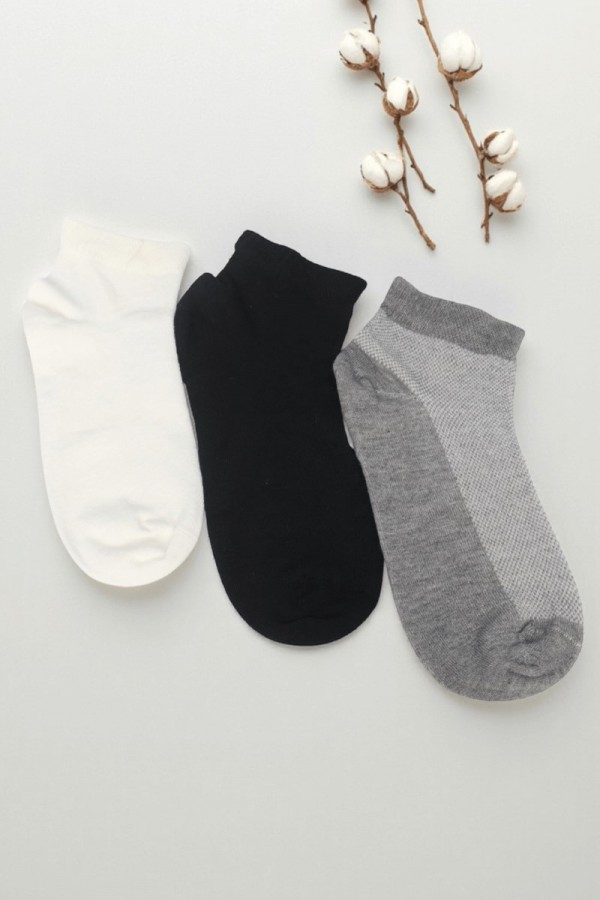 Dikişsiz Kokulu Bambu 3 Lü Bayan Patik Çorap (36-40) 9024-1