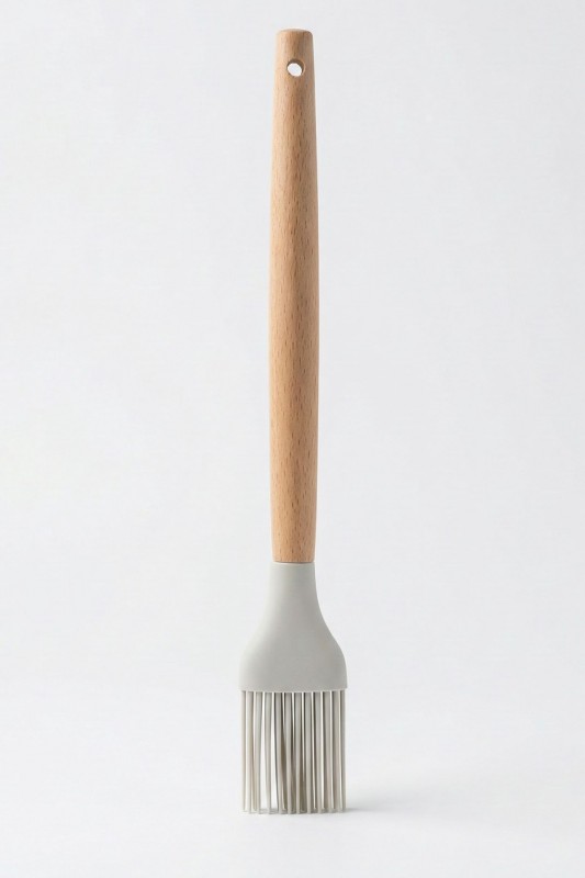 Baroness Ahşap Saplı Silikon Fırça Gri