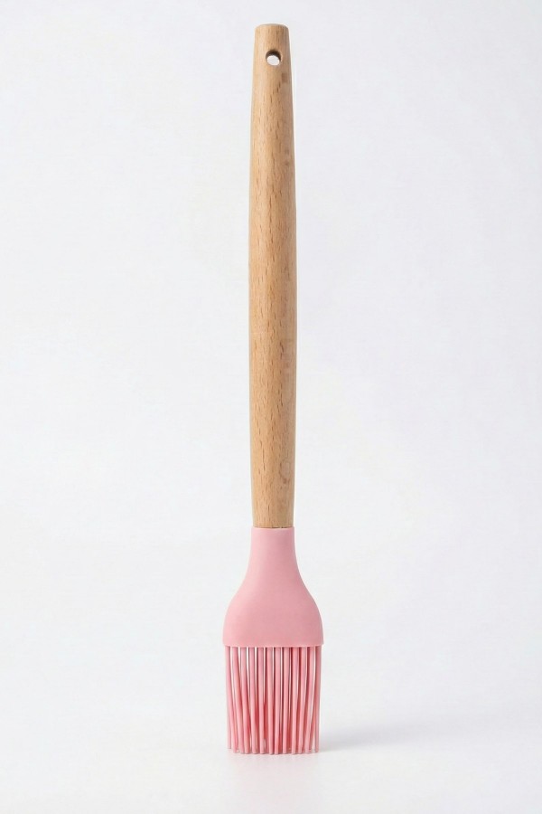 Baroness Ahşap Saplı Silikon Fırça Pembe