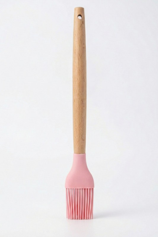 Baroness Ahşap Saplı Silikon Fırça Pembe