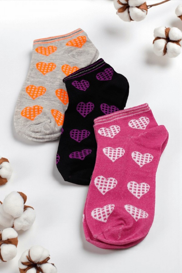 XGRİ POLO 3 Lü Bayan Patik Çorap (36-40) 9029-1