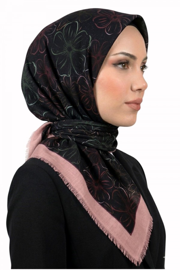 Desenli Flamlı Eşarp  6509-13