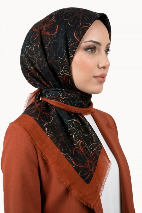 Desenli Flamlı Eşarp  6509-1