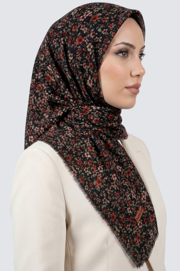 Desenli Flamlı Eşarp 6513-12