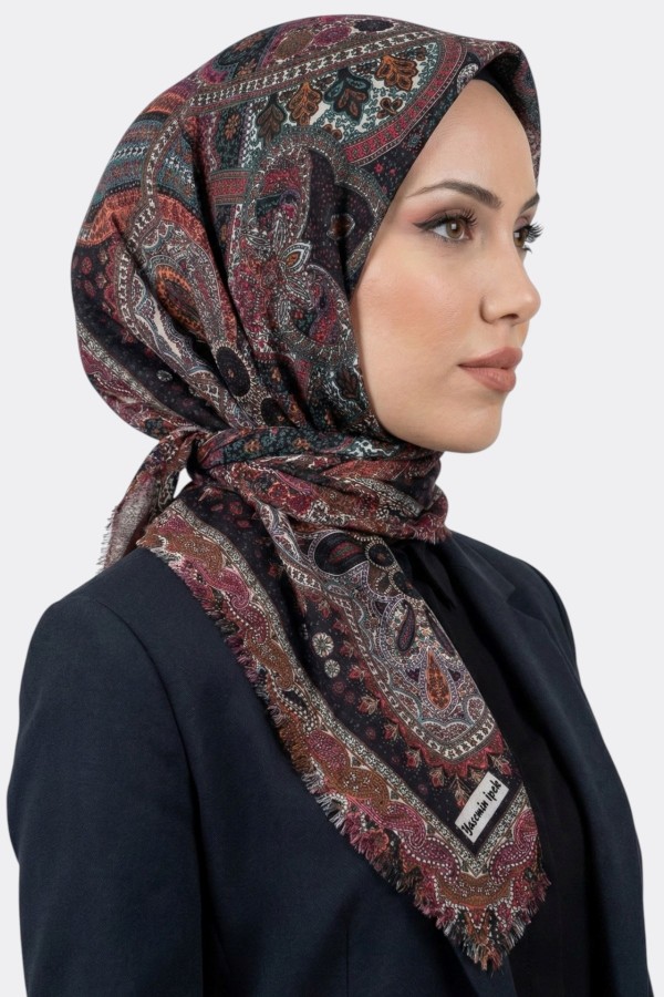 Desenli Flamlı Eşarp 6514-34