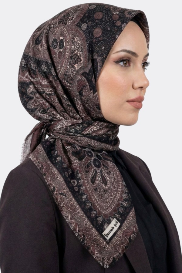 Desenli Flamlı Eşarp 6514-30