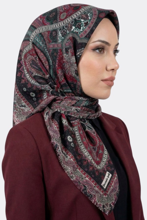 Desenli Flamlı Eşarp 6514-27