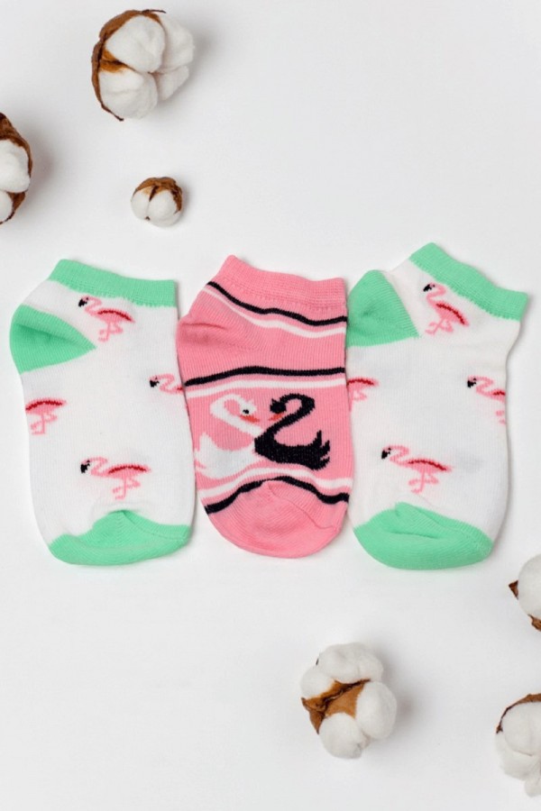 Kız Çocuk  3 Lü Patik Çorap (5-6 Yaş) 9801-8