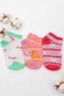 Kız Çocuk  3 Lü Patik Çorap (5-6 Yaş) 9801-6