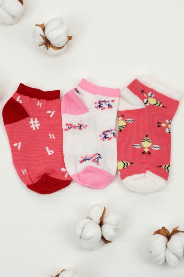 Kız Çocuk  3 Lü Patik Çorap (5-6 Yaş) 9801-5
