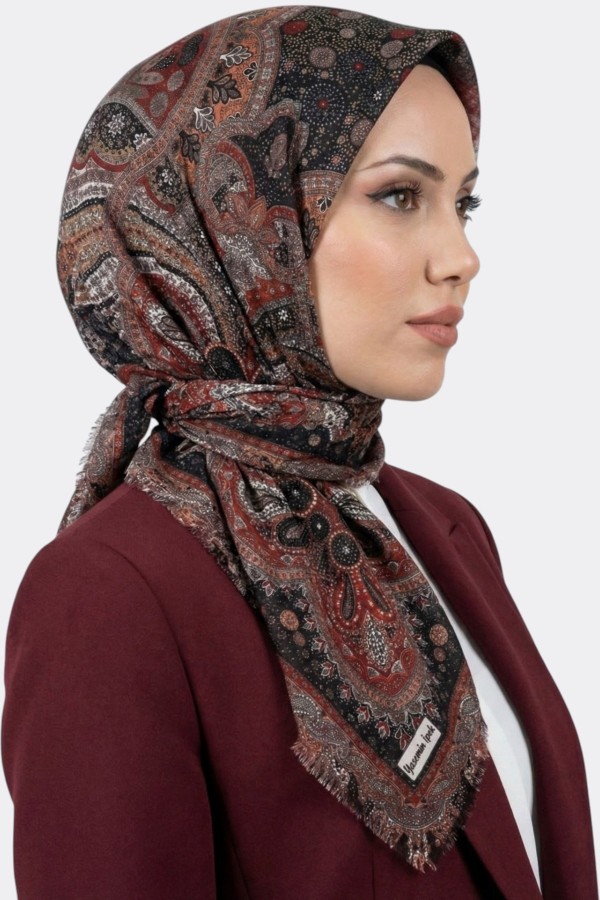 Desenli Flamlı Eşarp 6514-21