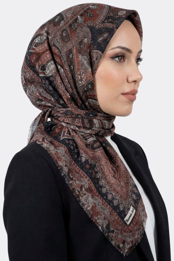 Desenli Flamlı Eşarp 6514-18