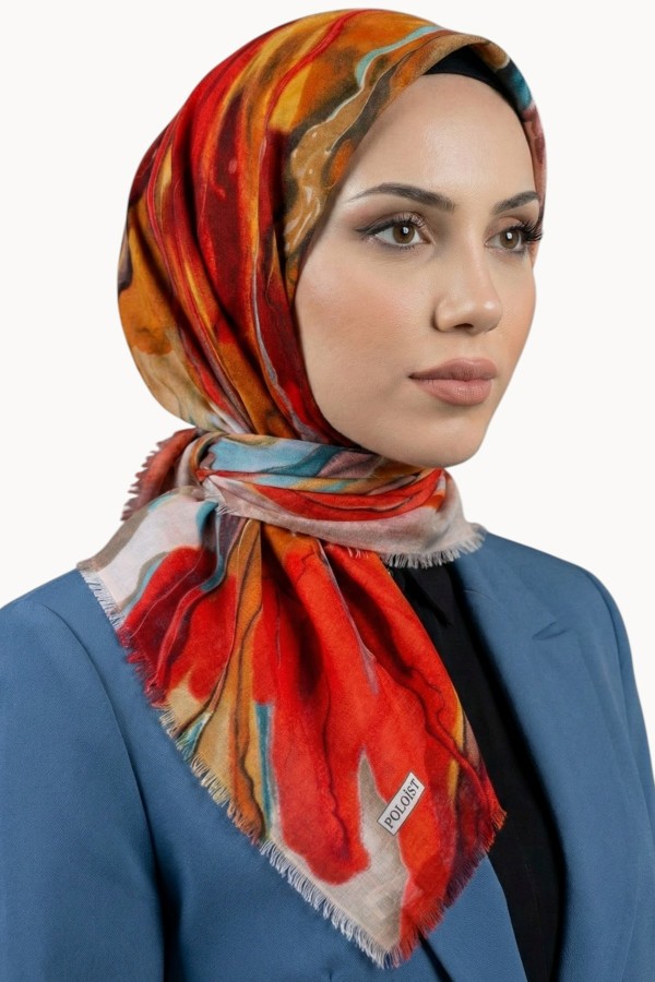 Desenli Flamlı Eşarp  6516-14