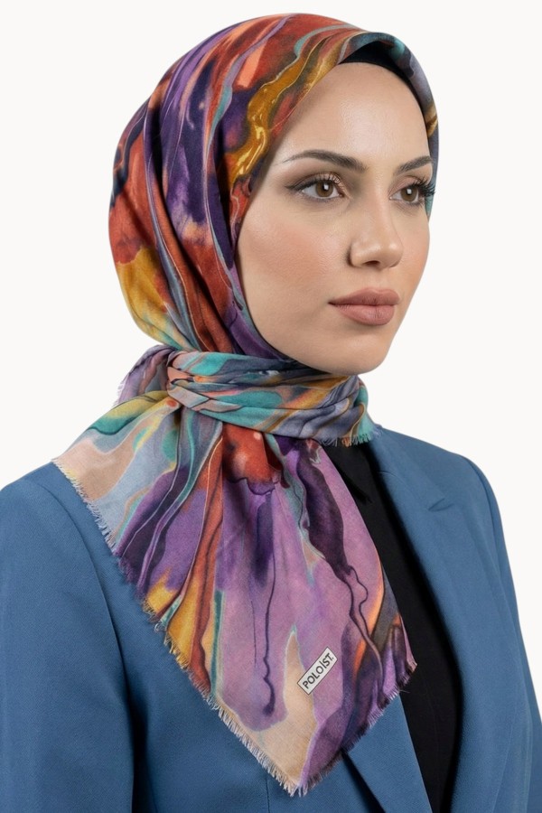 Desenli Flamlı Eşarp 6516-6