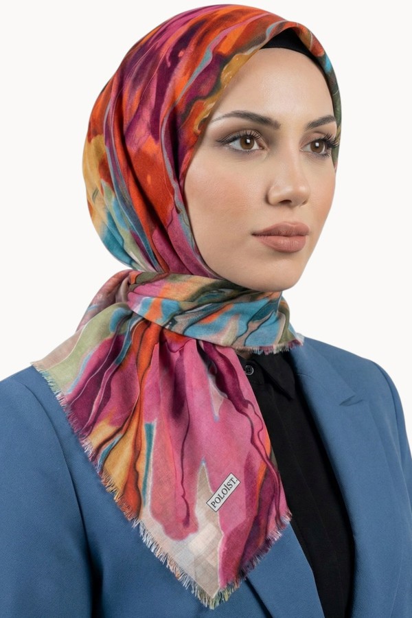 Desenli Flamlı Eşarp  6516-1