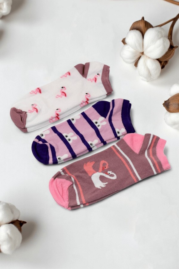 Kız Çocuk  3 Lü Patik Çorap (11-12 Yaş) 9509-2