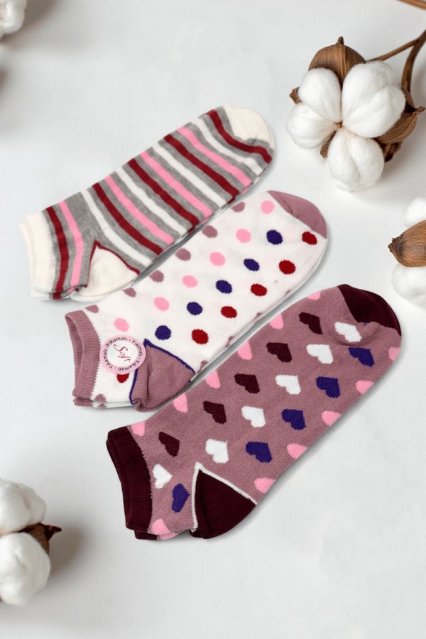 Kız Çocuk  3 Lü Patik Çorap (11-12 Yaş) 9510-1