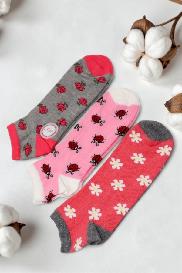 Kız Çocuk  3 Lü Patik Çorap (11-12 Yaş) 9513-1