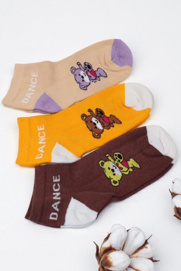 Kız Çocuk  3 Lü Patik Çorap (9-10 Yaş) 9701-10