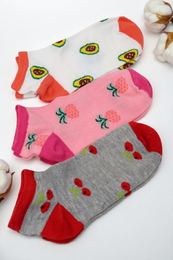 Kız Çocuk  3 Lü Patik Çorap (9-10 Yaş) 9701-9