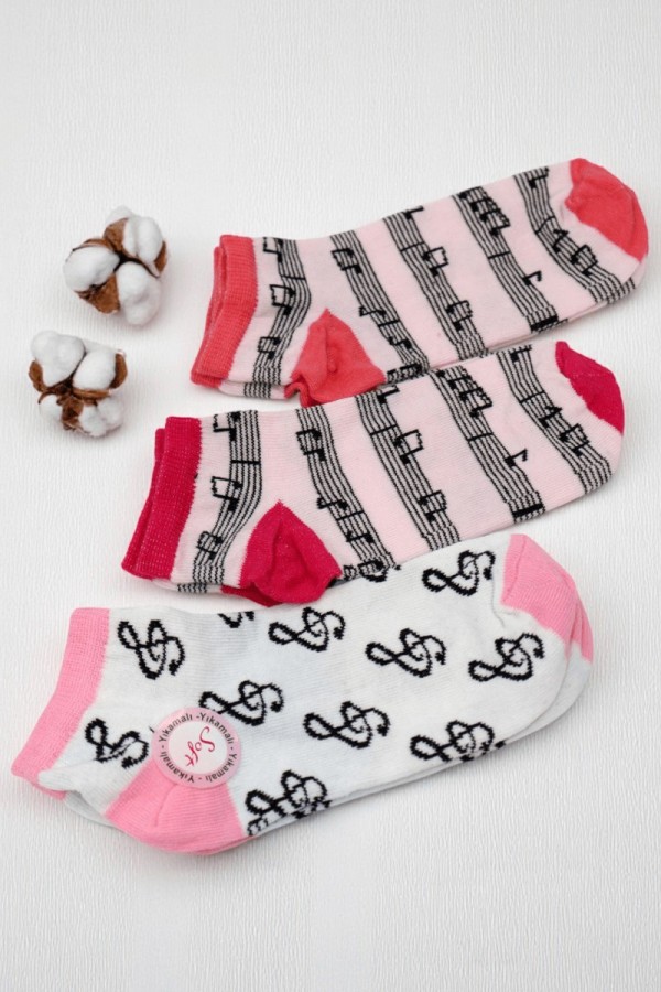 Kız Çocuk  3 Lü Patik Çorap (9-10 Yaş) 9701-8