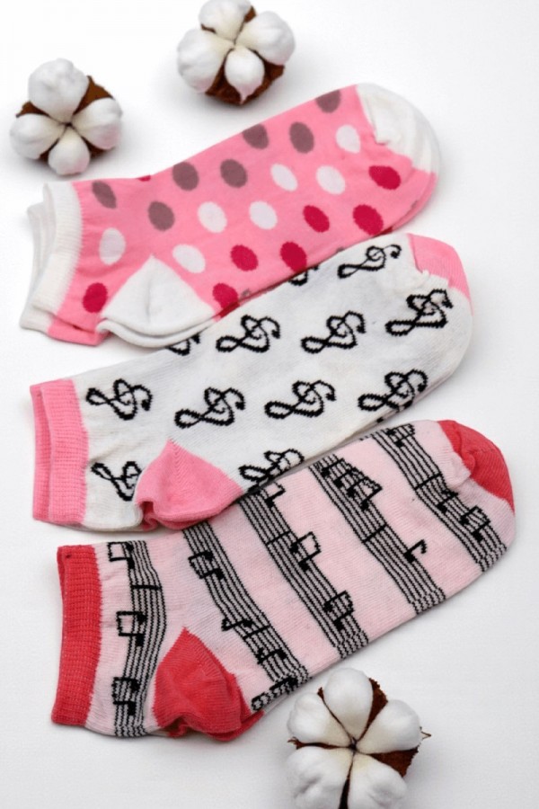 Kız Çocuk  3 Lü Patik Çorap (9-10 Yaş) 9701-6