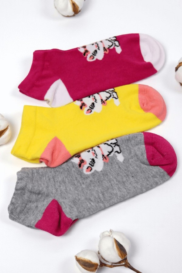 Kız Çocuk  3 Lü Patik Çorap (9-10 Yaş) 9701-2