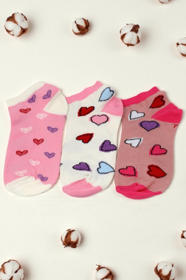 Kız Çocuk  3 Lü Patik Çorap (7-8 Yaş) 9901-18