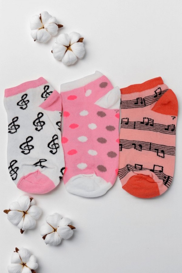 Kız Çocuk  3 Lü Patik Çorap (7-8 Yaş) 9901-17