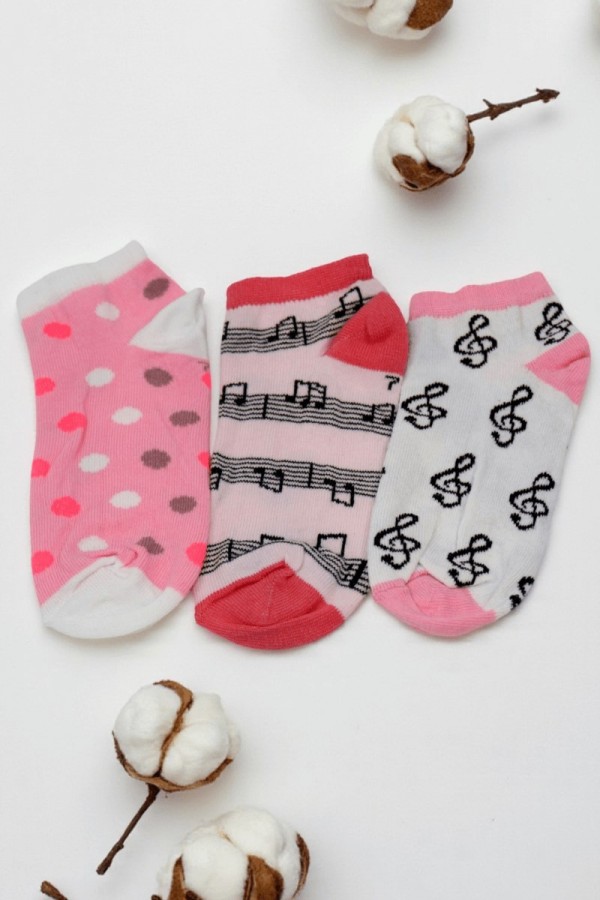 Kız Çocuk  3 Lü Patik Çorap (7-8 Yaş) 9901-15