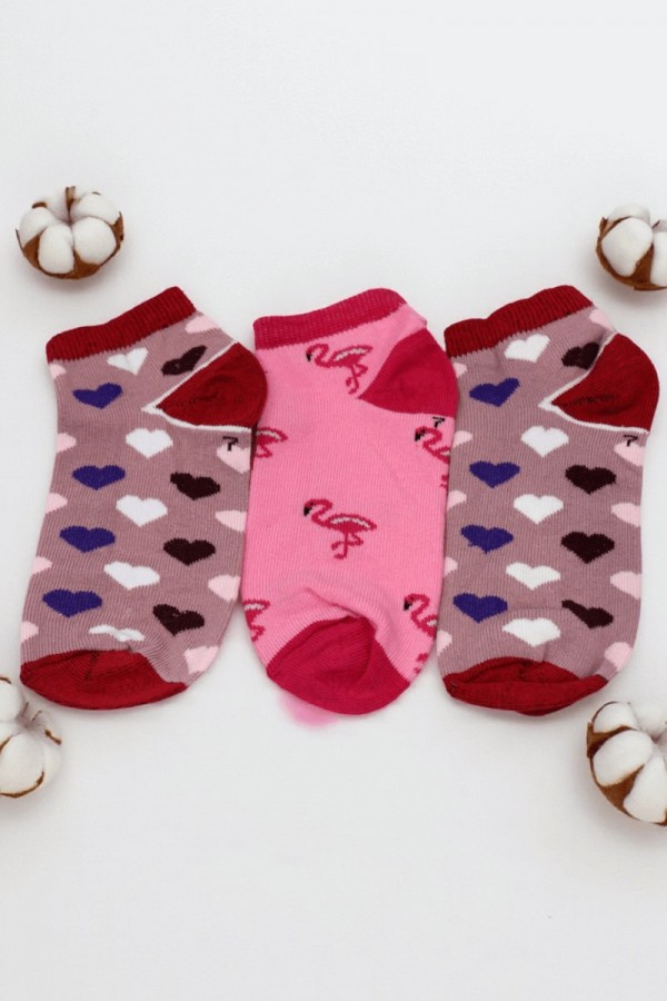 Kız Çocuk  3 Lü Patik Çorap (7-8 Yaş) 9901-14