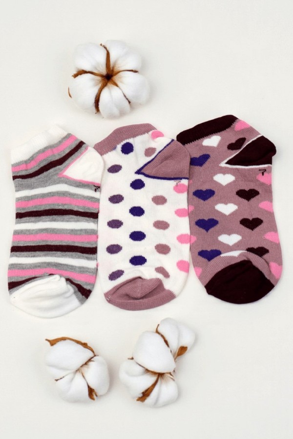 Kız Çocuk  3 Lü Patik Çorap (7-8 Yaş) 9901-10