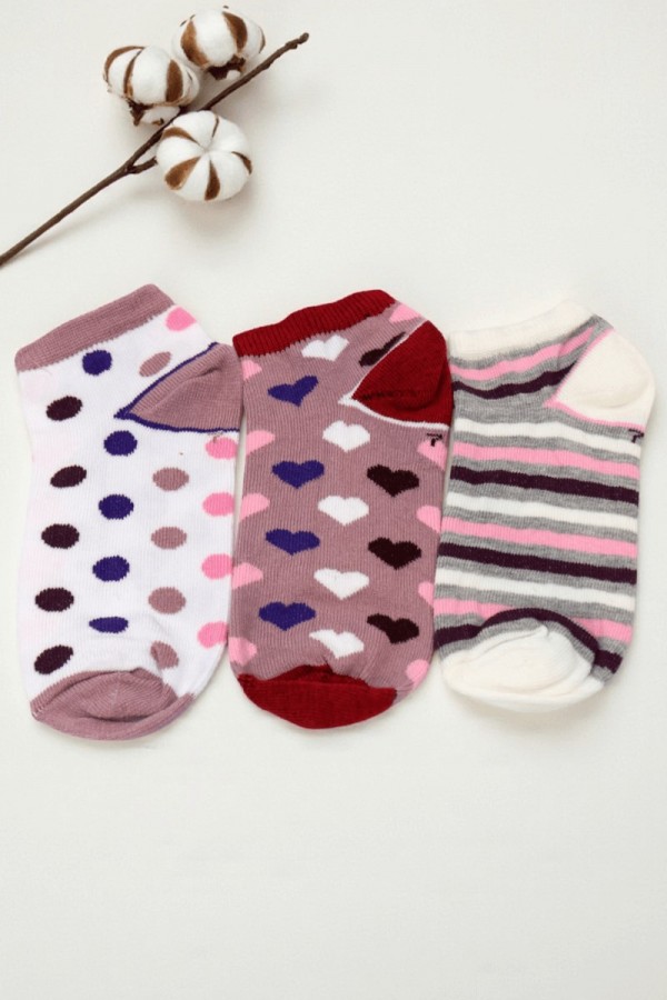 Kız Çocuk  3 Lü Patik Çorap (7-8 Yaş) 9901-9