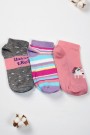 Kız Çocuk  3 Lü Patik Çorap (7-8 Yaş) 9901-2