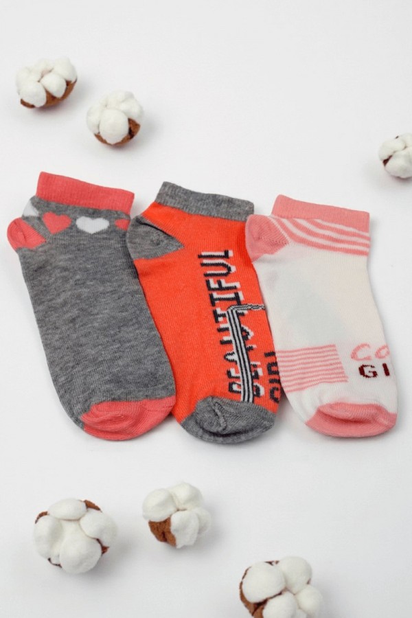 Kız Çocuk  3 Lü Patik Çorap (7-8 Yaş) 9901-8