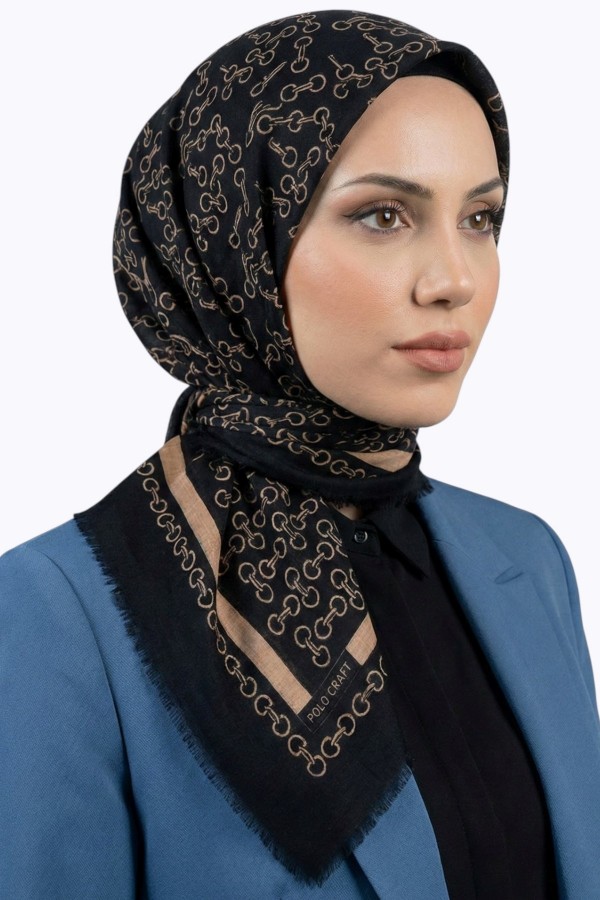 Desenli Flamlı Eşarp 6518-15