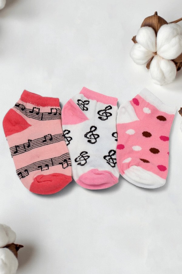 Kız Çocuk  3 Lü Patik Çorap (3-4 Yaş) 9601-8