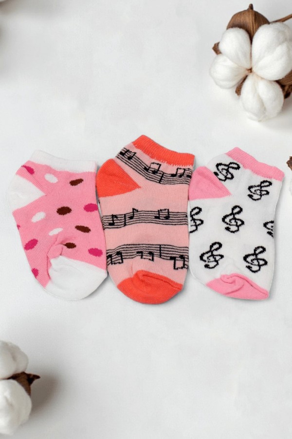 Kız Çocuk  3 Lü Patik Çorap (3-4 Yaş) 9601-7