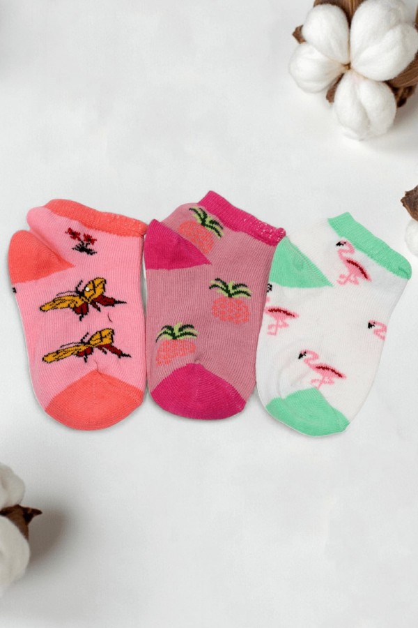 Kız Çocuk  3 Lü Patik Çorap (3-4 Yaş) 9601-3