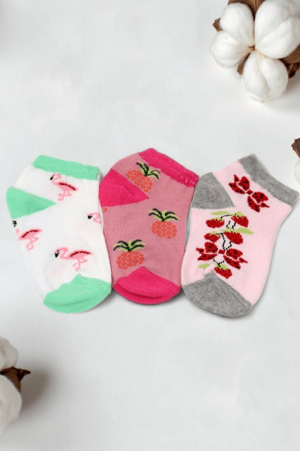 Kız Çocuk  3 Lü Patik Çorap (3-4 Yaş) 9601-2