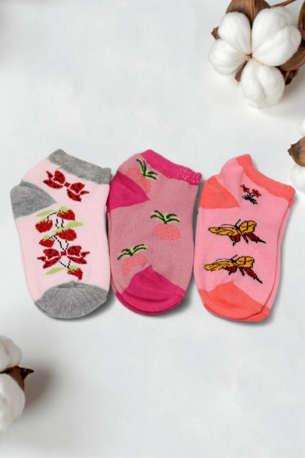 Kız Çocuk  3 Lü Patik Çorap (3-4 Yaş) 9601-1