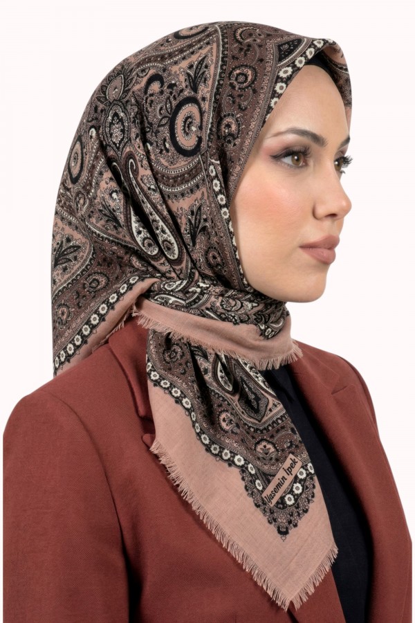 Desenli Flamlı Eşarp 6519-17