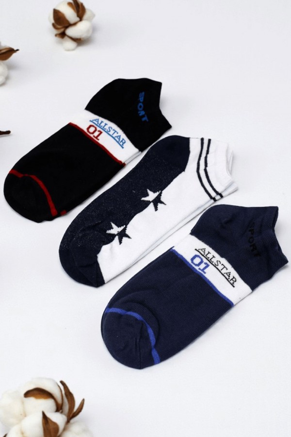 Erkek 3 Lü Çocuk Çorap (11-12 Yaş) 9406-7